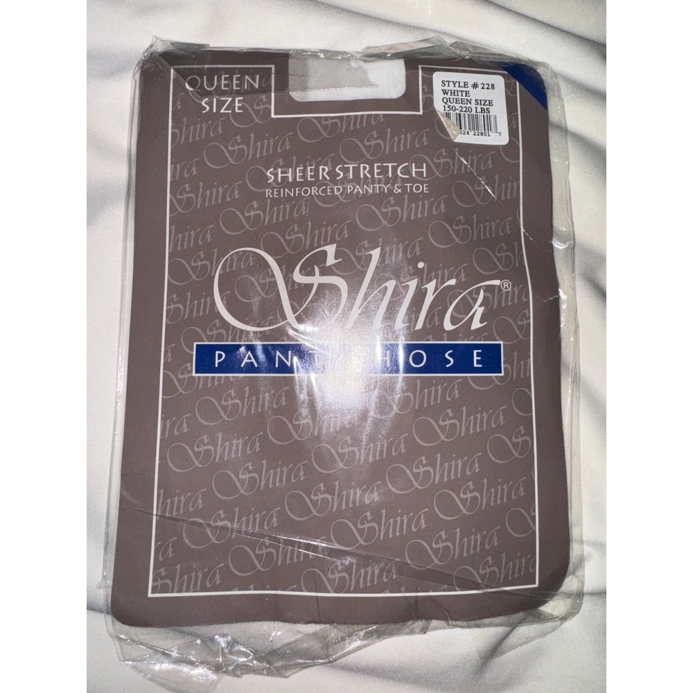 Shira Sheer Stretch Pantyhose Queen Size 150-220 Lbs Reinforced Panty‎ Toe White